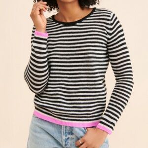 Striped Jumper 1234 Cashmere Sweater - Black, white and Pink